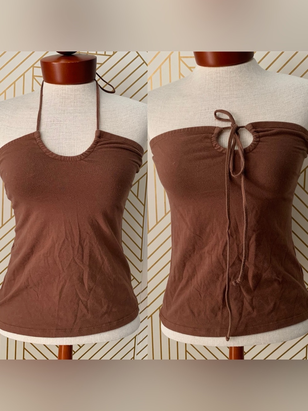 Arizona jean vintage Cotton scoop neck Y2K halter top built in bra 90s 2000s